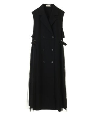 earth music&ecology サイドプリーツジレンチ ブラック