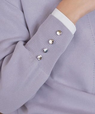 Tiaclasse 【洗える】Vネックラウンドヘムニットチュニック ラベンダー