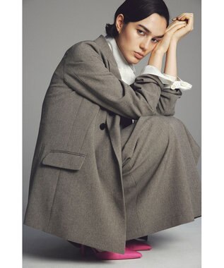 uncrave ウォッシャブルウールライクツイル Iラインスカート シャンブレーチャコール