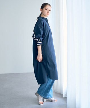 YECCA VECCA リブMIXシャツワンピース Navy