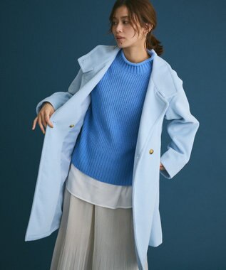 Green Parks ｍｏｋｏモールモックネックニットプルオーバー Blue