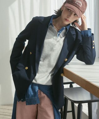 WEGO 【ANGIE VINTAGE/S/Mサイズ展開 / オケージョン対応 / セレモニー対応】ゴールドボタン テーラードジャケット / 金ボタン ダブル ブレザー ネイビー