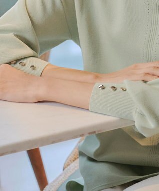 Tiaclasse 【洗える】Vネックラウンドヘムニットチュニック ミント