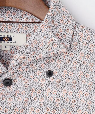 JOSEPH ABBOUD 【綿100％・ジャージー素材・ストレッチ】コンパクトジャージープリントシャツ オレンジ系5
