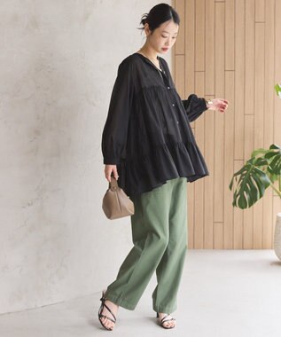 AMERICAN HOLIC シアーティアードロングブラウス Black