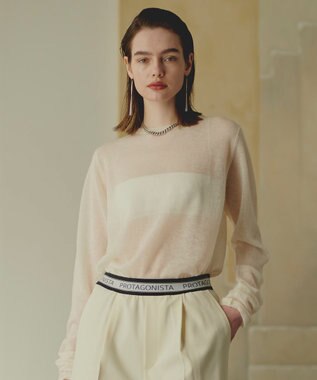 BEIGE， PROTAGONISTA / シアーモヘアニット White