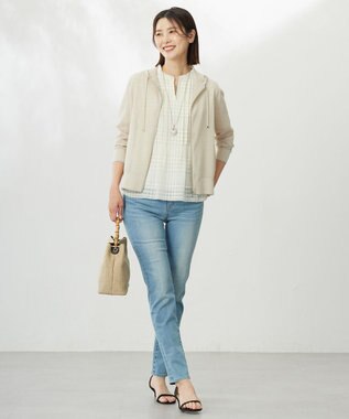 J.PRESS LADIES 【WEB限定カラーあり・洗える】シアーチェック カットソー 【WEB限定カラー】アイボリー×オフギンガム系