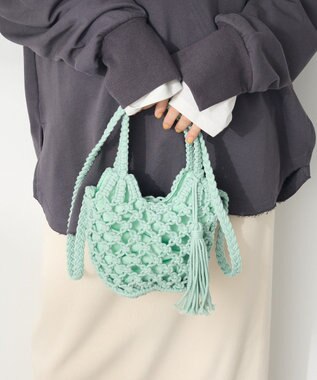 CRAFT STANDARD BOUTIQUE 別注/maison vert マクラメ手編みショルダーバッグ Blue Green