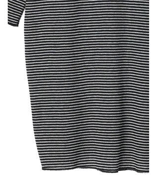 Green Parks メローリブ５分袖ボーダープルオーバー Navy