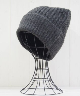 石田製帽 モヘア ホールガーメントシャロット ニット帽 チャコールグレー