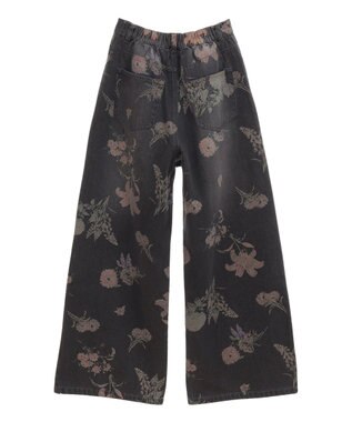 Green Parks ・ＳＵＧＡＲ　ＳＰＯＯＮ　フラワーｐｔデニムワイドパ Black