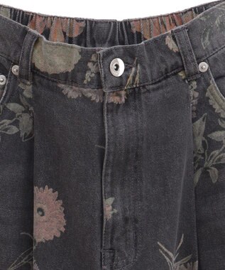 Green Parks ・ＳＵＧＡＲ　ＳＰＯＯＮ　フラワーｐｔデニムワイドパ Black