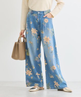 Green Parks ・ＳＵＧＡＲ　ＳＰＯＯＮ　フラワーｐｔデニムワイドパ Indigo