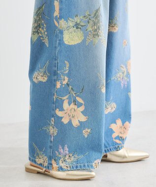 Green Parks ・ＳＵＧＡＲ　ＳＰＯＯＮ　フラワーｐｔデニムワイドパ Indigo