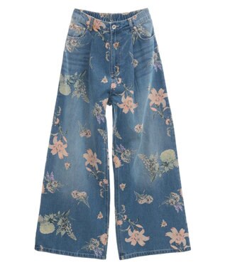 Green Parks ・ＳＵＧＡＲ　ＳＰＯＯＮ　フラワーｐｔデニムワイドパ Indigo