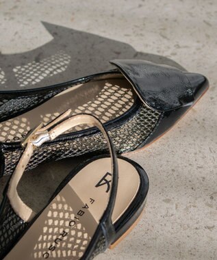 INTER-CHAUSSURES 【FABIO RUSCONI】異素材コンビポインテッドバックバンド ブラックコンビ