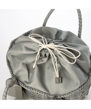 UNBILLION カシュカシュ cachecache / 下がりグログラン柄編みトート カゴバッグ GY