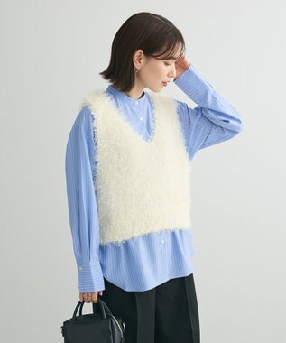 Green Parks Ｖネックフサフサベスト Ecru