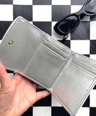 WEGO パイピングガマ口ウォレット シルバー