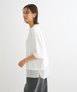 Green Parks ５分袖裾シアードッキングチュニック White