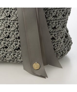 UNBILLION カシュカシュ cachecache / 下がりグログラン柄編みトート カゴバッグ GY