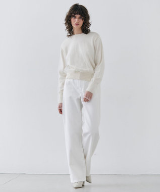 BEIGE， 【洗える・SPRiNG 3月号掲載】FICUS / デニムワイドストレートパンツ White