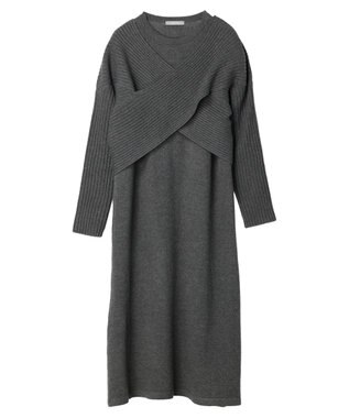Green Parks armonia. ＳＥＴ２点ニットワンピース Charcoal Gray