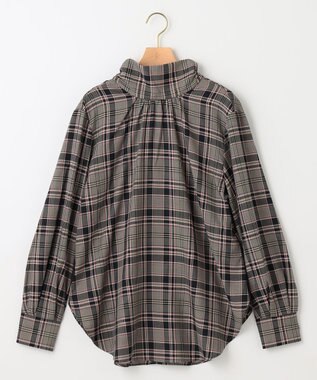 組曲 シアーツイルチェック ハイネックブラウス ベージュ系3