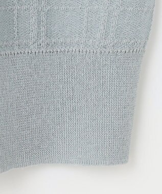 J.PRESS LADIES L 【洗える】SHEER JACQUARD ニット ブルゾン グレイッシュアクア系