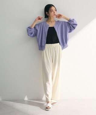 Green Parks ウ゛ィンテージ風ｚｉｐ裏毛カーディガン Purple