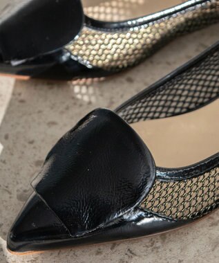 INTER-CHAUSSURES 【FABIO RUSCONI】異素材コンビポインテッドバックバンド ブラックコンビ