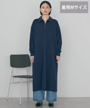 AMERICAN HOLIC 【選べる丈】ハーフZIPワンピース Navy