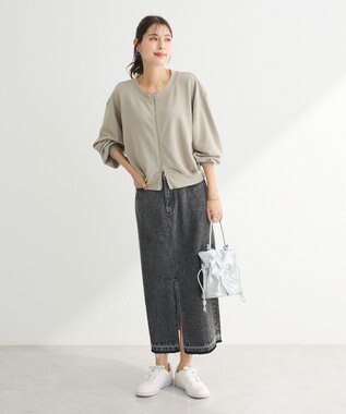 Green Parks ウ゛ィンテージ風ｚｉｐ裏毛カーディガン Gray Beige