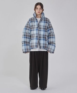 WEGO 【ユニセックス着用ITEM/MLサイズ展開】チェックパファーブルゾン ブルーチェック1
