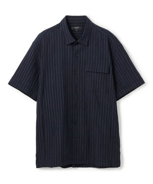 JOSEPH HOMME 【新素材】エアリッジストレッチ ポケット付レギュラーカラー半袖シャツ ネイビー系1