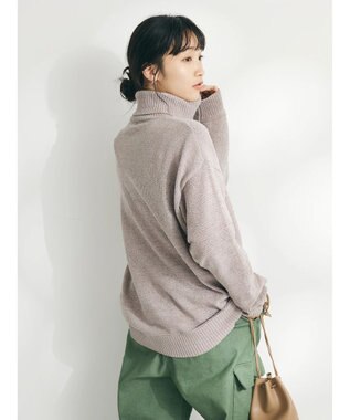 CRAFT STANDARD BOUTIQUE 洗えるコードモールタートルネックプルオーバー Gray Beige