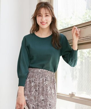 ANY SIS 【洗える】タックポイント ニット ダークグリーン