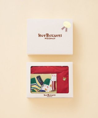 MIKI HOUSE HOT BISCUITS ワンポイント半袖Tシャツ＆ローカットソックスギフトセット【BOX付き】 赤