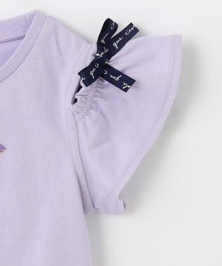 ANY KIDS 刺繍 オン・オフショルダー Tシャツ ラベンダー