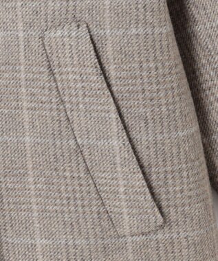 自由区 L 【17号サイズまで展開・カタログ掲載】ウールリバーチェック柄ダブルブレスト コート モカチェック