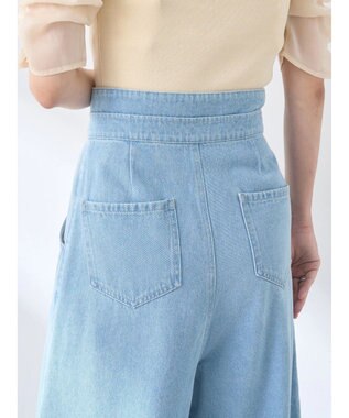 earth music&ecology ダブルベルトデザインワイドパンツ Light Indigo