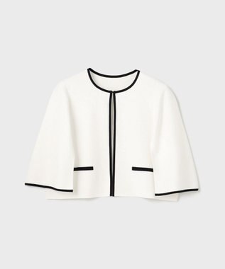 GRACE CONTINENTAL バイカラースリットニットカーディガン ホワイト