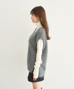 earth music&ecology 【予約】キャットライクヤーンニットベスト チャコールグレー