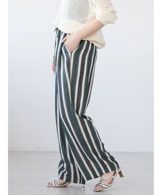 AMERICAN HOLIC 接触冷感リネンブレンドワイドパンツ Stripe