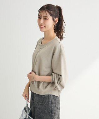 Green Parks ウ゛ィンテージ風ｚｉｐ裏毛カーディガン Gray Beige