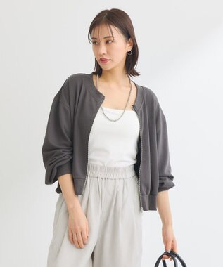 Green Parks ウ゛ィンテージ風ｚｉｐ裏毛カーディガン Charcoal Gray