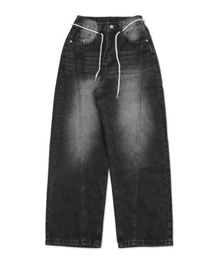WEGO ウォッシュストリングデニム ブラック