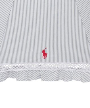 MOONBAT 【遮光/晴雨兼用日傘】POLO RALPH LAUREN(ポロ ラルフローレン) ストライプフリル 折りたたみ傘 楽折 遮熱 UV ネイビー（EC限定色）