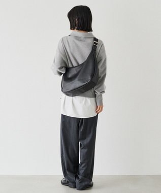 russet ソフトレザーラウンドビッグショルダーバッグ(CE-1325-WEB) Black2（シルバー金具）