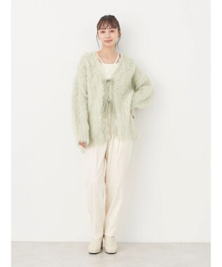 earth music&ecology 起毛リボンニットカーディガン Mint